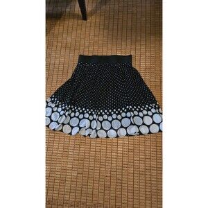 Elle Skirt Womens Size S Polka Dots A Line Black & White Lined